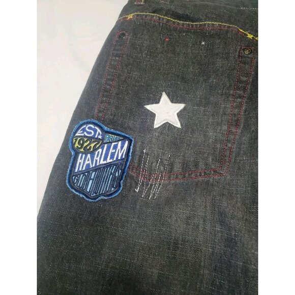 Platinum Fubu Harlem Globetrotters Limited Ed. Black Men's Jeans Sz 35 90's Y2K - Picture 6 of 16